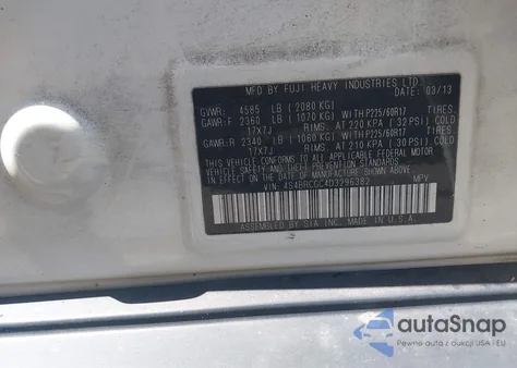 2013 Subaru Outback 2.5I Premium z USA, uszkodzony, nr VIN 4S4BRCGC4D3296382